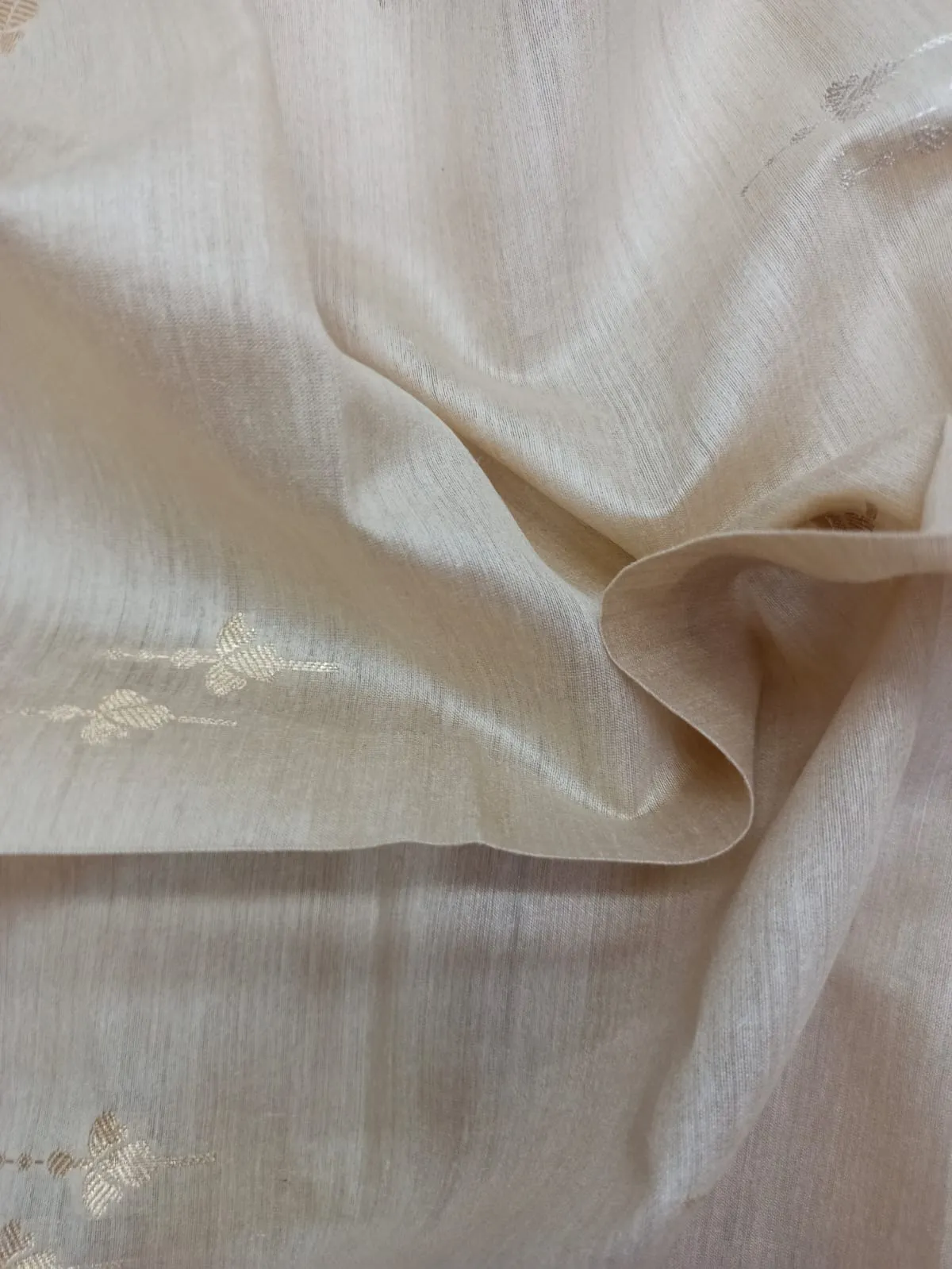 100% Pure Muga Tussar Silk Handloom With Minutely Woven Buttis