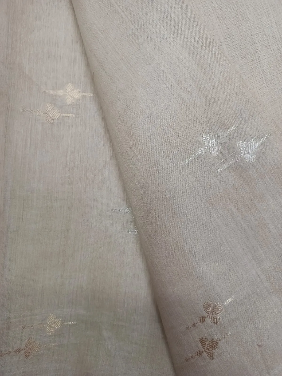 100% Pure Muga Tussar Silk Handloom With Minutely Woven Buttis