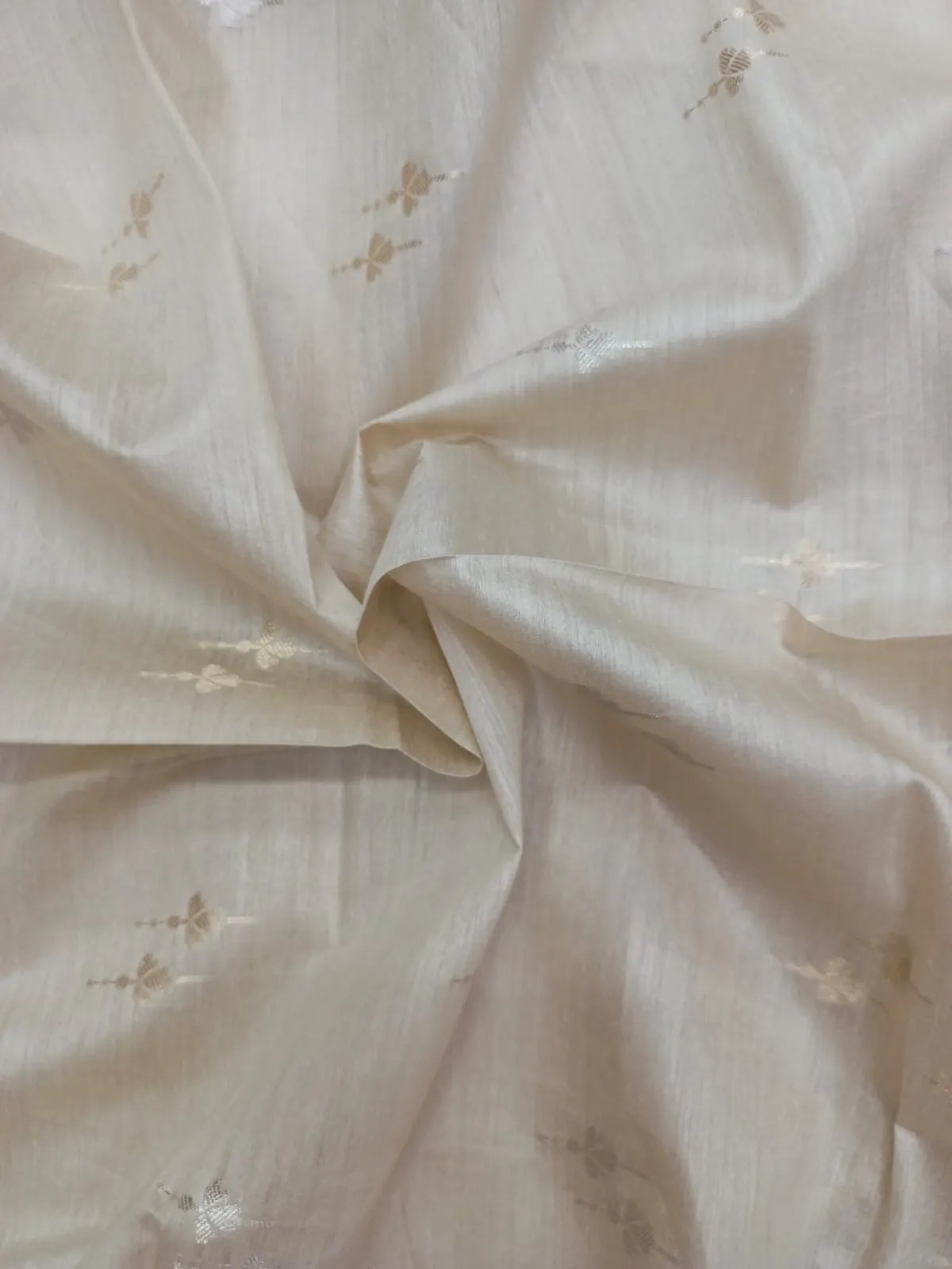100% Pure Muga Tussar Silk Handloom With Minutely Woven Buttis
