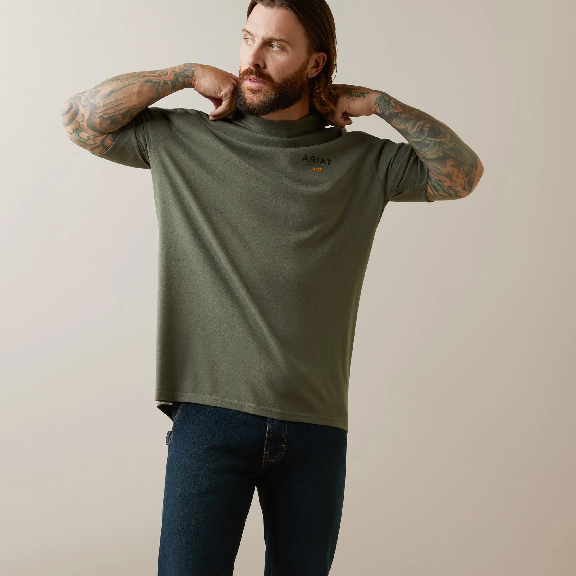 10043488 Ariat Mns Rebar Cotton Strong T-Shirt Beetle Heather