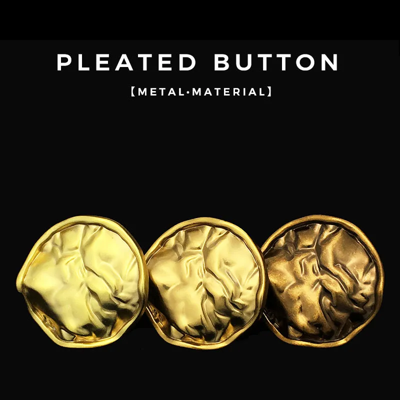 15-32mm Antique Gold Pleated Irregular Metal Buttons for Coats 20pcs