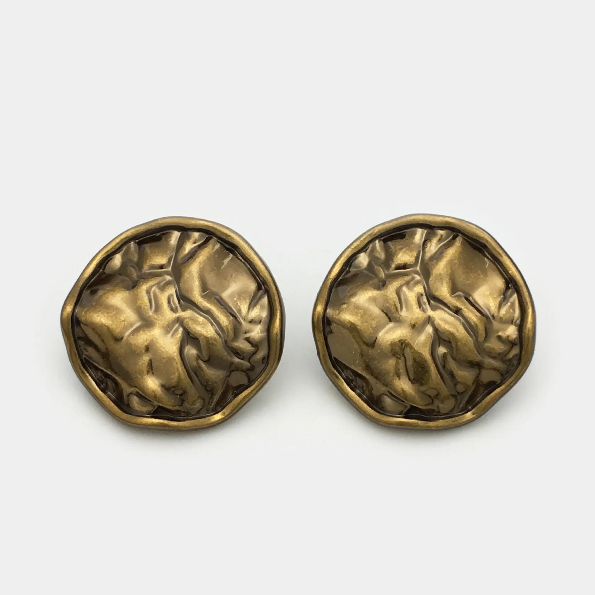 15-32mm Antique Gold Pleated Irregular Metal Buttons for Coats 20pcs