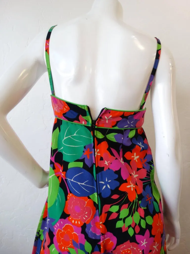 1960s Technicolor Floral Wide Leg Jumpsuit