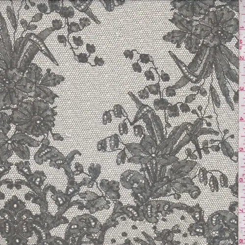 2 1/2 YD PC-Pale Natural/Jade Floral Silk Chiffon Fabric