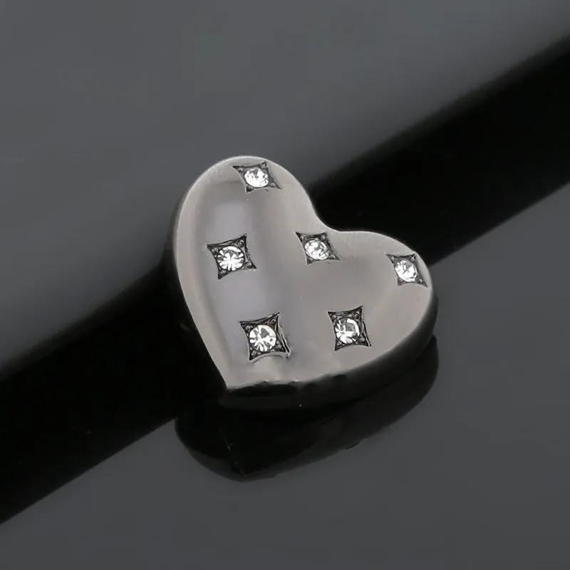 30mm Heart Shaped Rhinestone Shank Buttons for Women Trench Coats 12pcs
