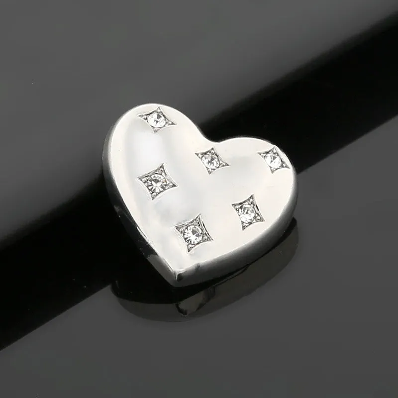 30mm Heart Shaped Rhinestone Shank Buttons for Women Trench Coats 12pcs
