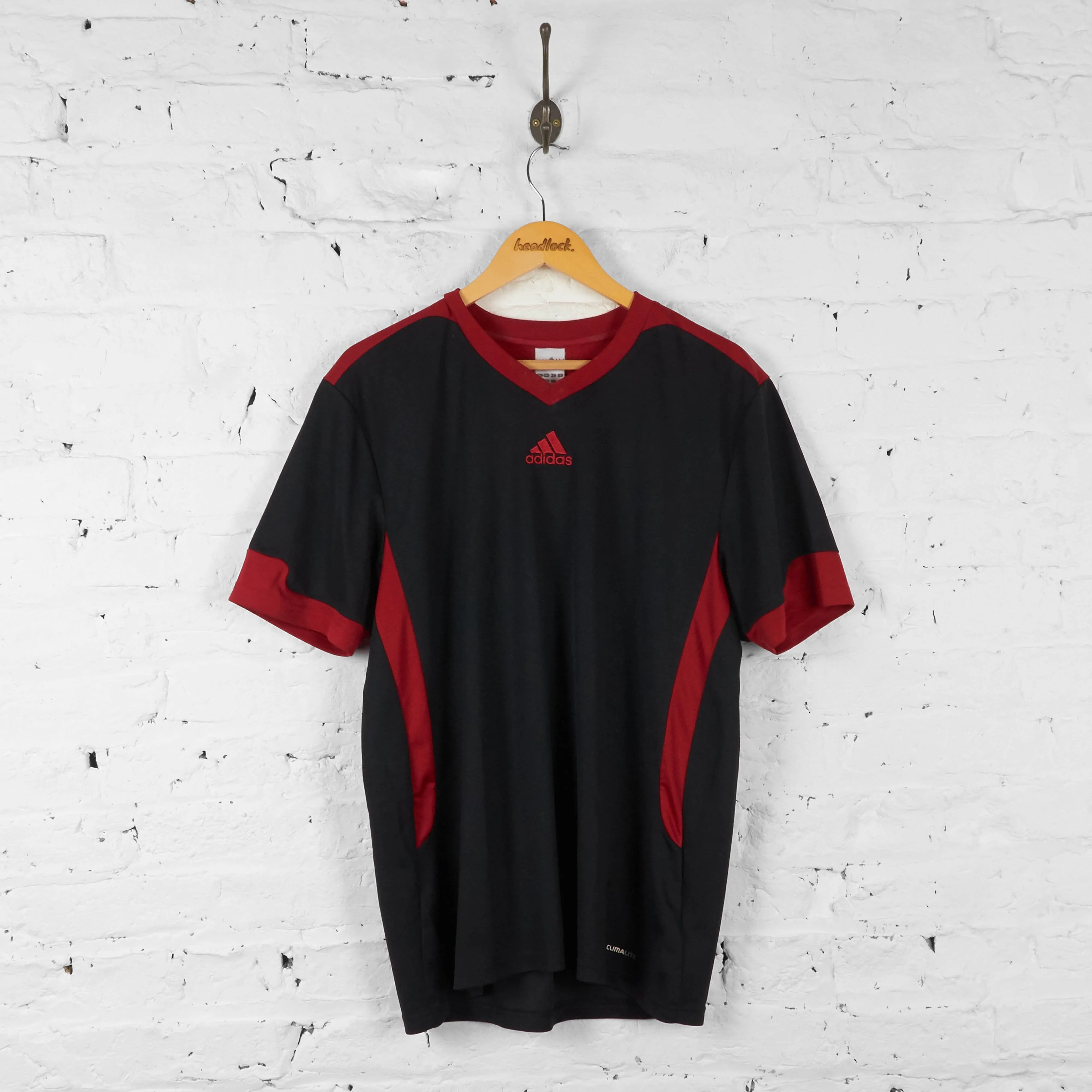 Adidas V Neck Sports T Shirt - Black - L