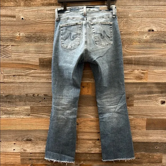 AG Farrah Boot Crop Jeans Raw Hem High Rise Fadded Wash Jeans Size 28