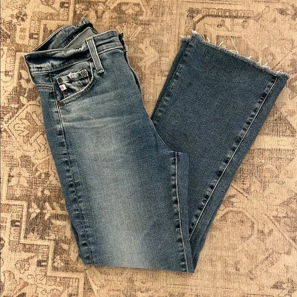AG Farrah Boot Crop Jeans Raw Hem High Rise Fadded Wash Jeans Size 28