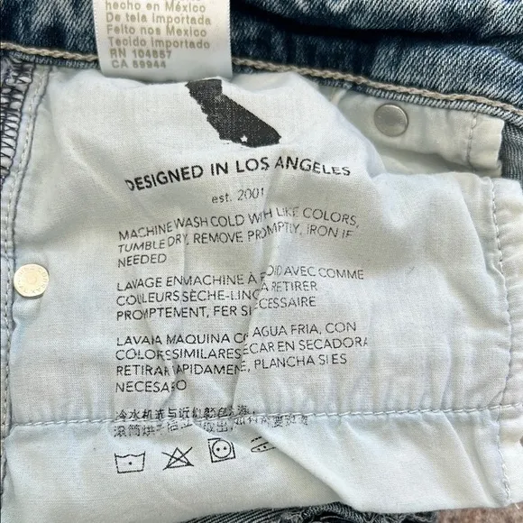 AG Farrah Boot Crop Jeans Raw Hem High Rise Fadded Wash Jeans Size 28