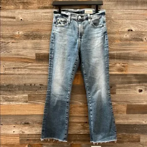 AG Farrah Boot Crop Jeans Raw Hem High Rise Fadded Wash Jeans Size 28
