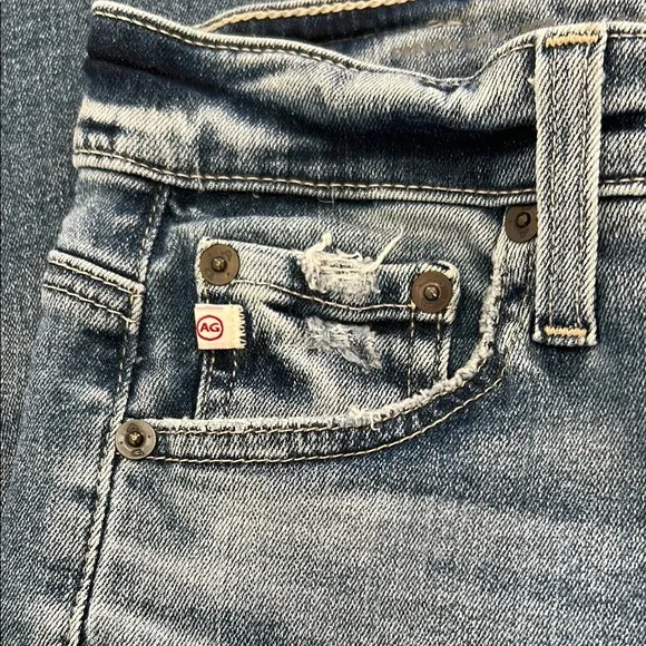 AG Farrah Boot Crop Jeans Raw Hem High Rise Fadded Wash Jeans Size 28