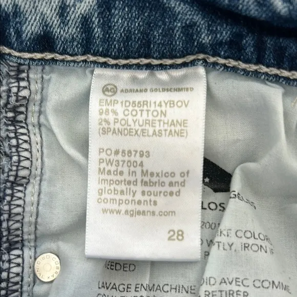 AG Farrah Boot Crop Jeans Raw Hem High Rise Fadded Wash Jeans Size 28