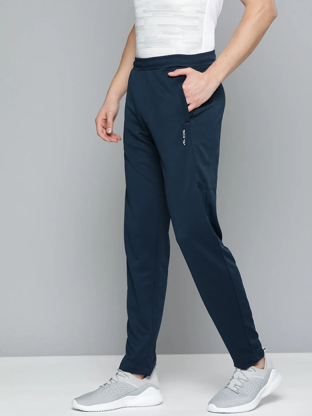 Alcis Men Navy Blue Solid Slim Fit Track Pants