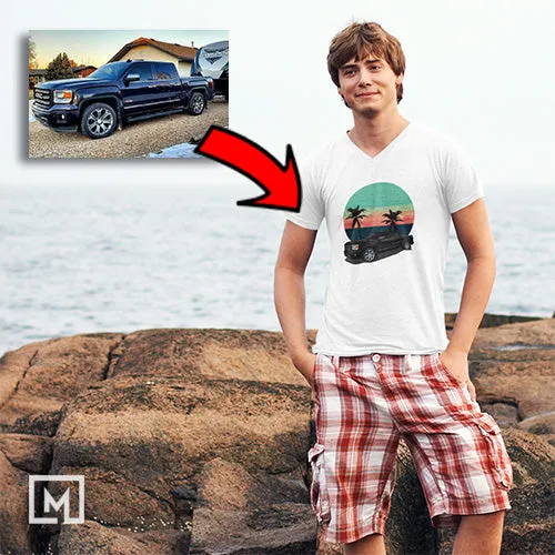 American Cars | Custom Print for Men | V-Neck T-shirt