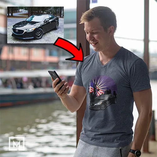 American Cars | Custom Print for Men | V-Neck T-shirt