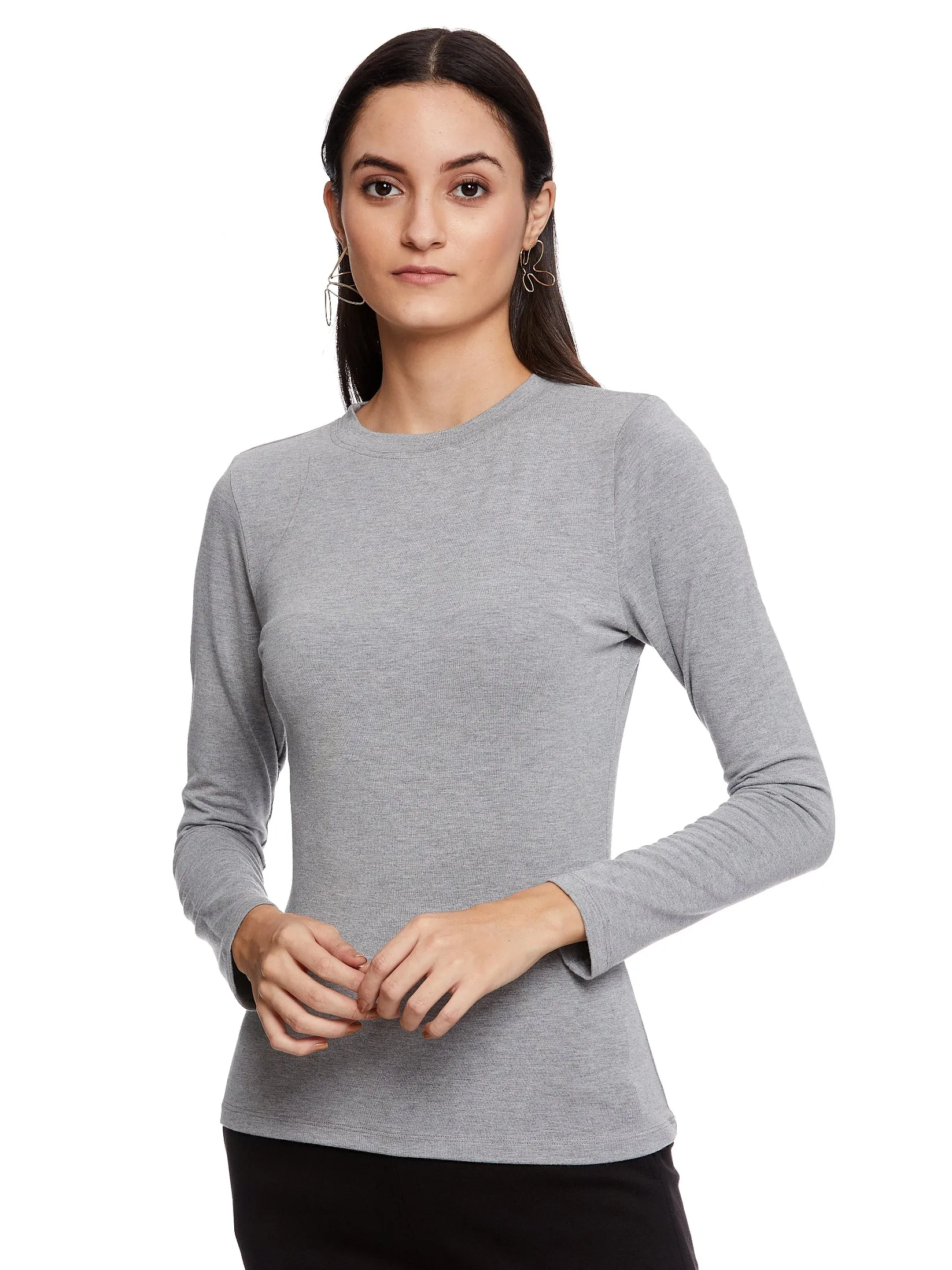 Ana Long Sleeves Skin Tee (Heather Grey)