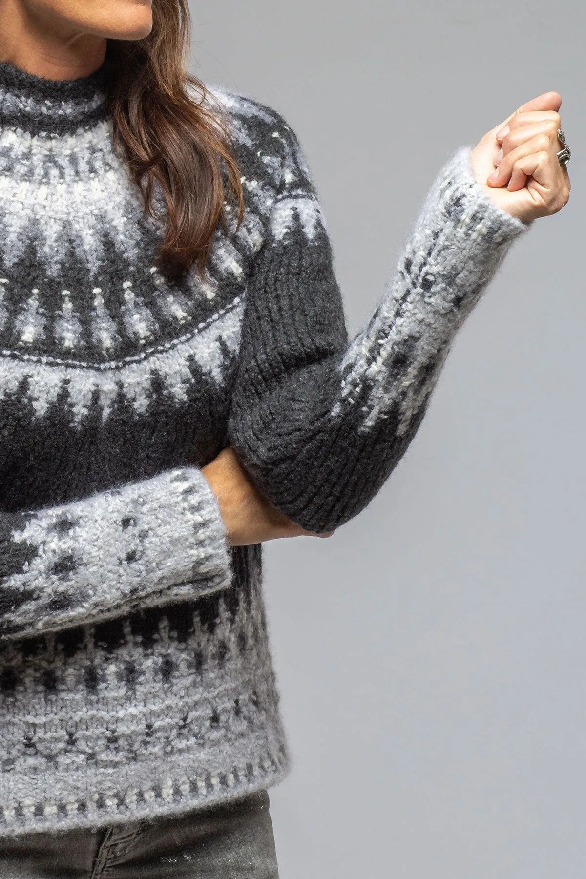 Andean Mock Neck Sweater In Charcoal