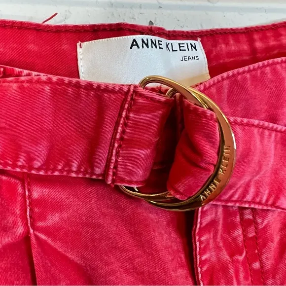 Anne Klein Jeans Women’s Pleated Belted Red Shorts/Sz:12/NWT