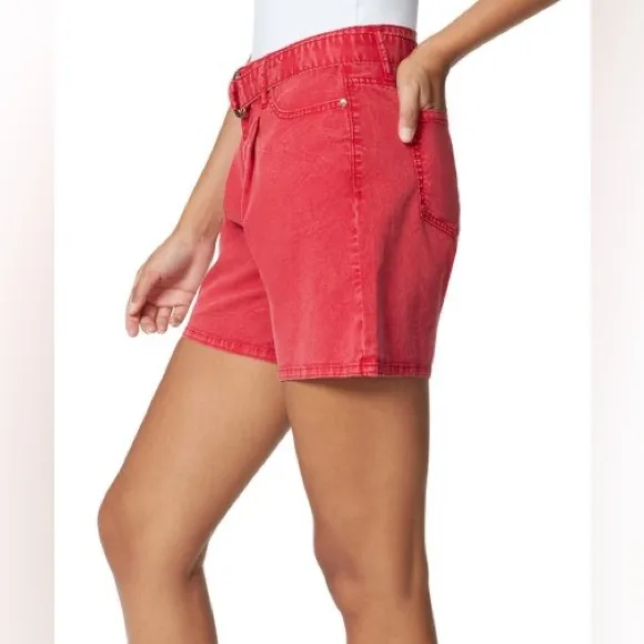 Anne Klein Jeans Women’s Pleated Belted Red Shorts/Sz:12/NWT