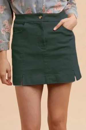 Annie Wear Comfort Stretch Cotton Slit Detailed Mini Skirt