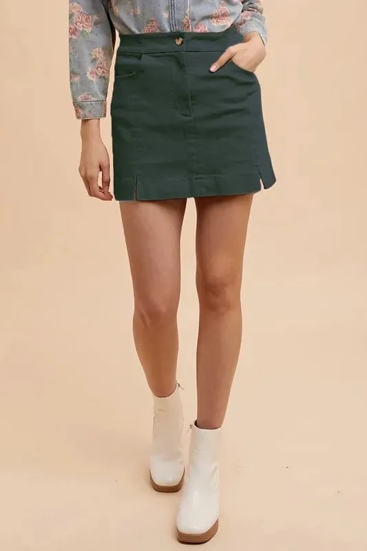 Annie Wear Comfort Stretch Cotton Slit Detailed Mini Skirt