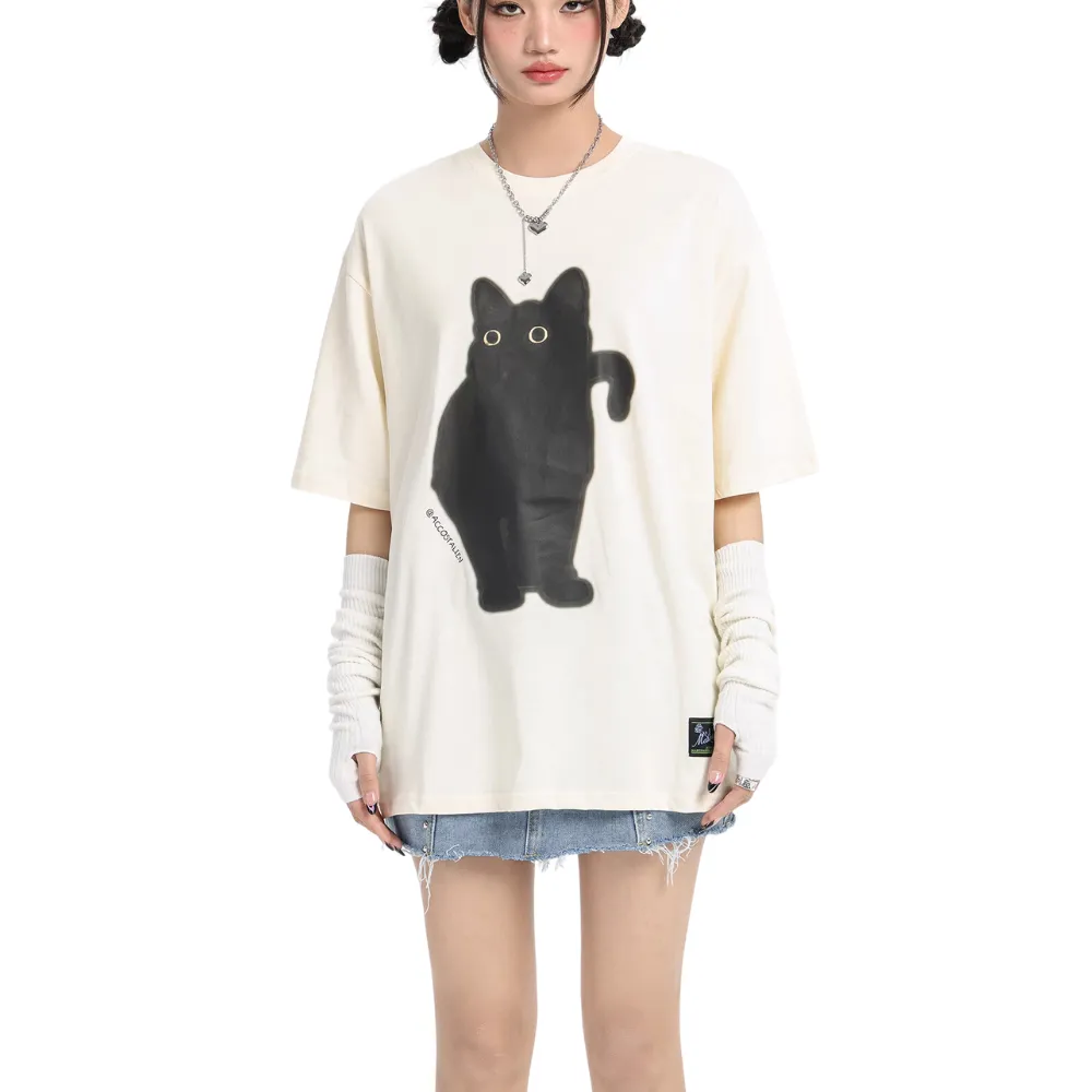 Apathy Little Black Cat T-shirt