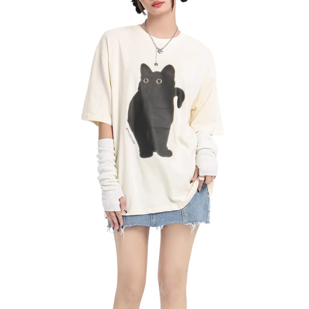 Apathy Little Black Cat T-shirt