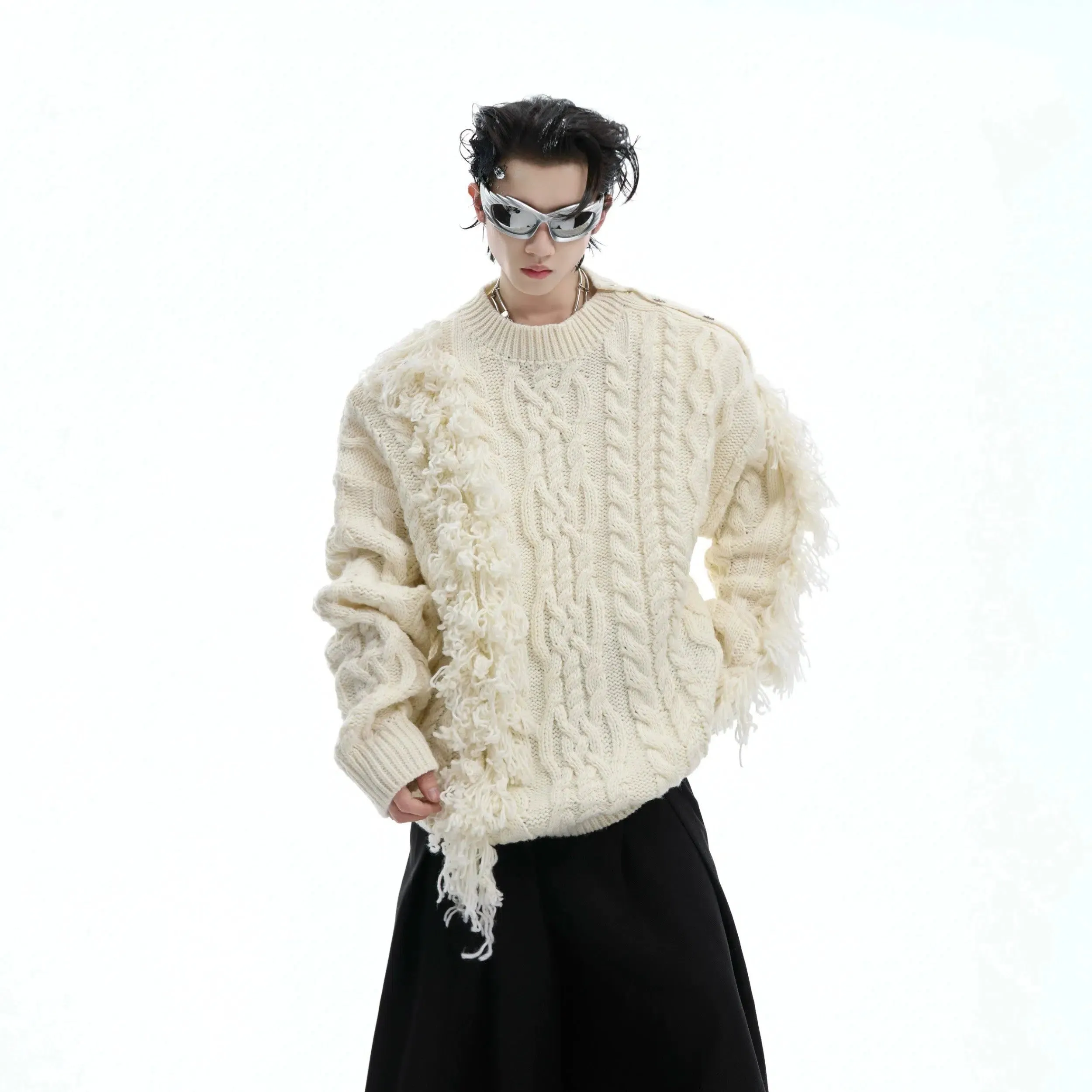 Asymmetric Cable Knit Sweater