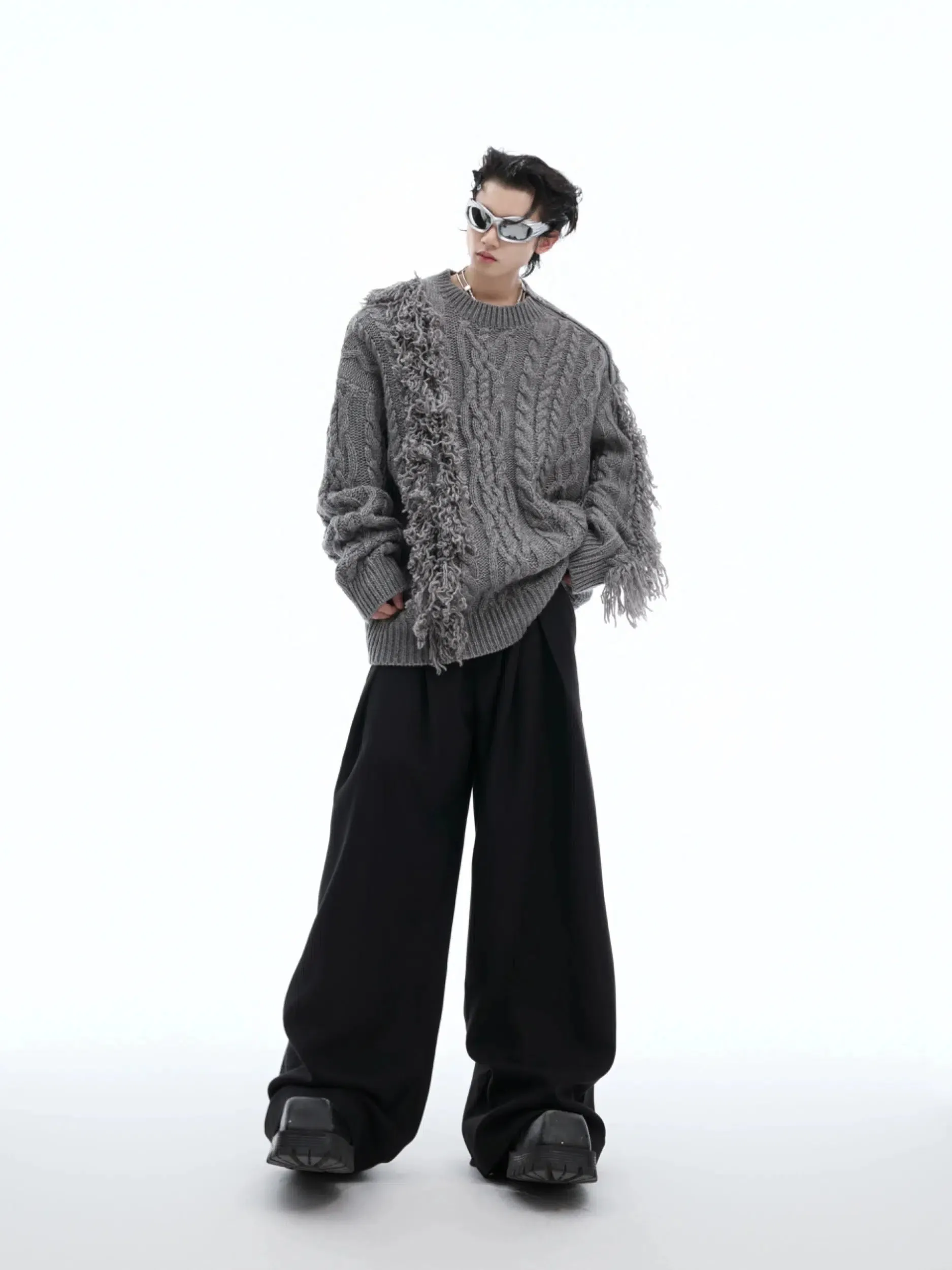 Asymmetric Cable Knit Sweater