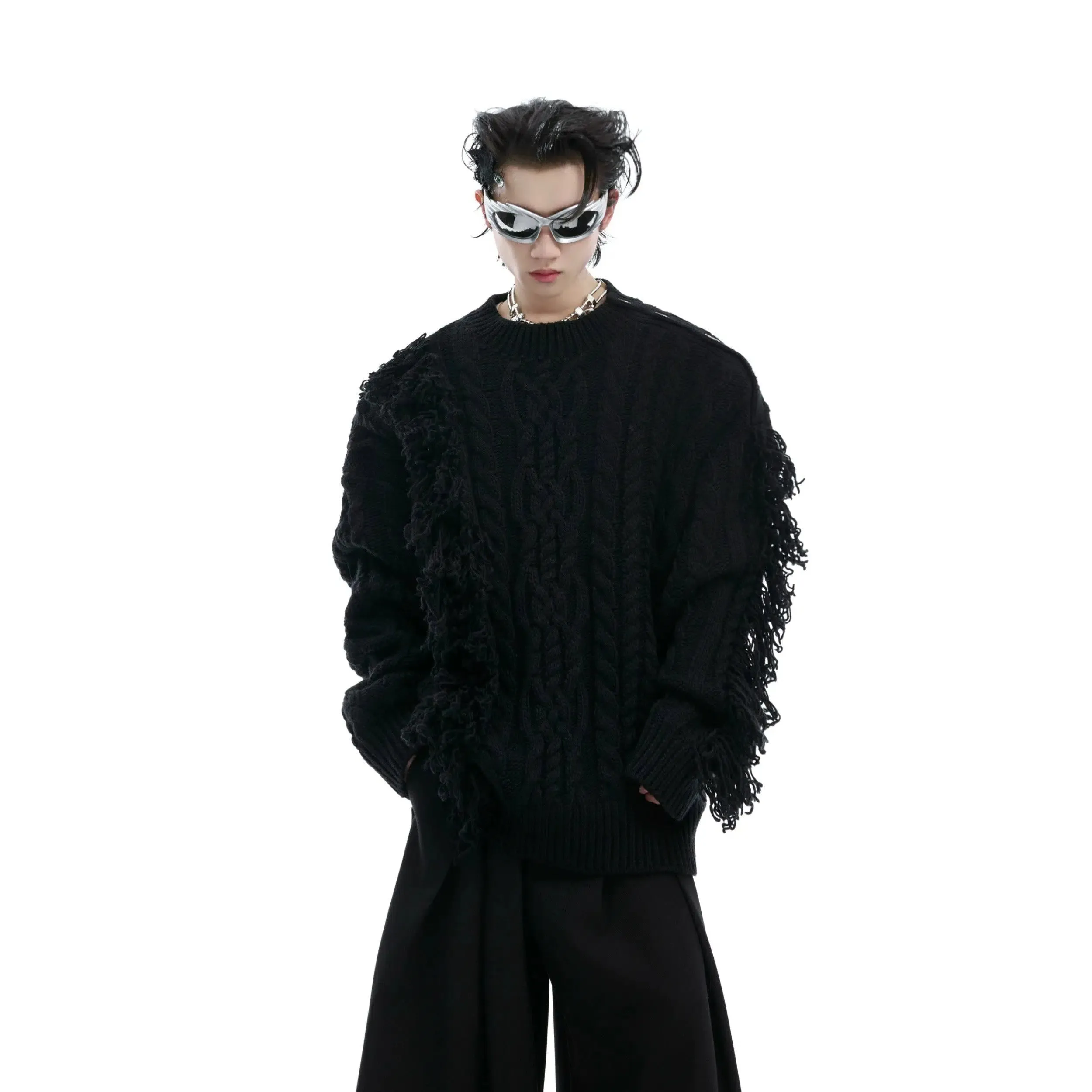 Asymmetric Cable Knit Sweater