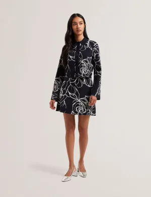 Aurbrry Jacquard Knit Mini Skirt Navy
