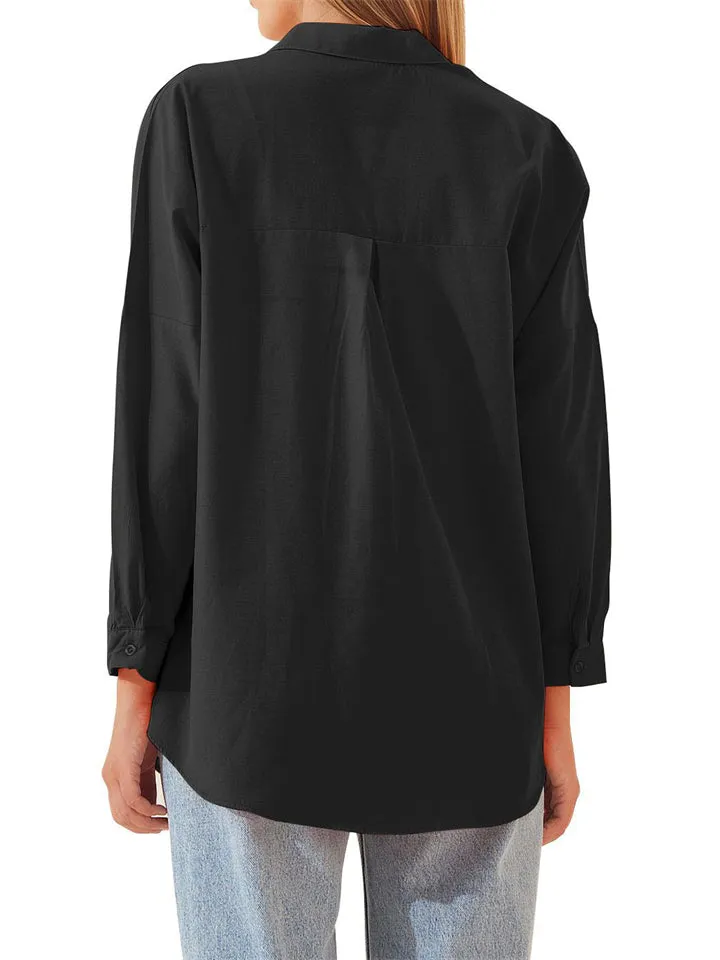 Autumn New Candy Color Long Sleeve Button Down Shirts for Fashionable Ladies