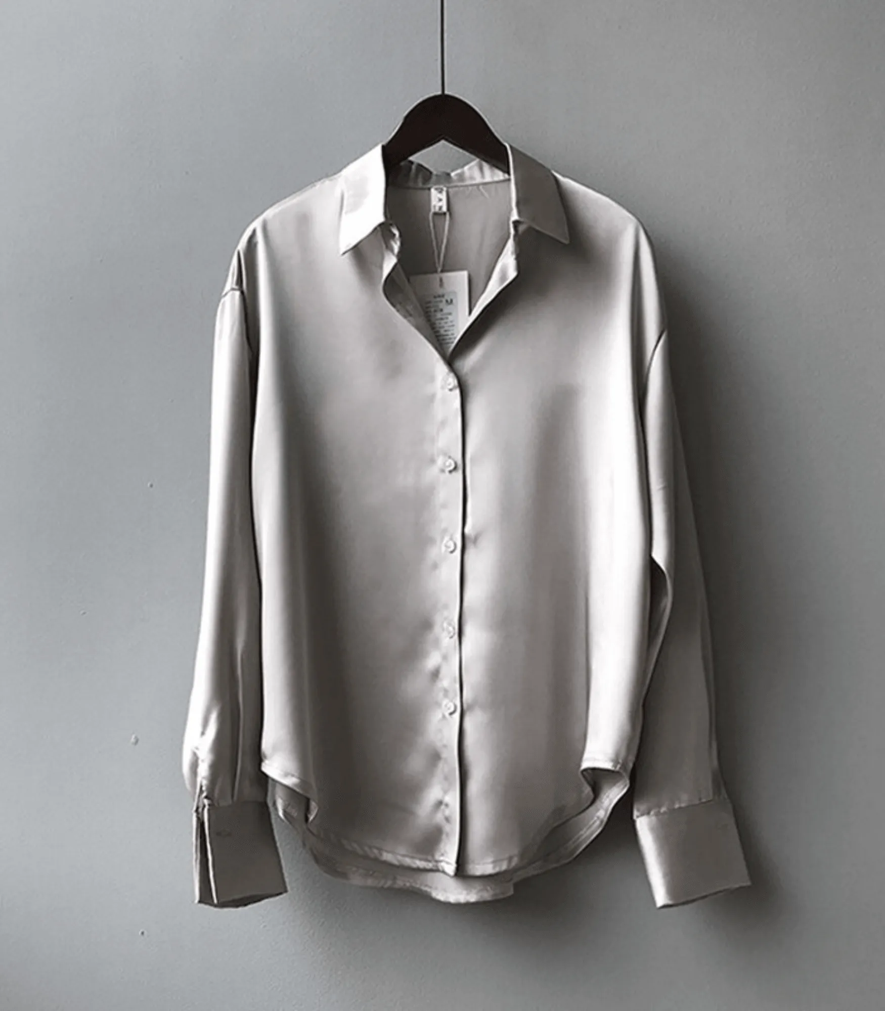 Avencea Buttoned Satin Silk Blouse