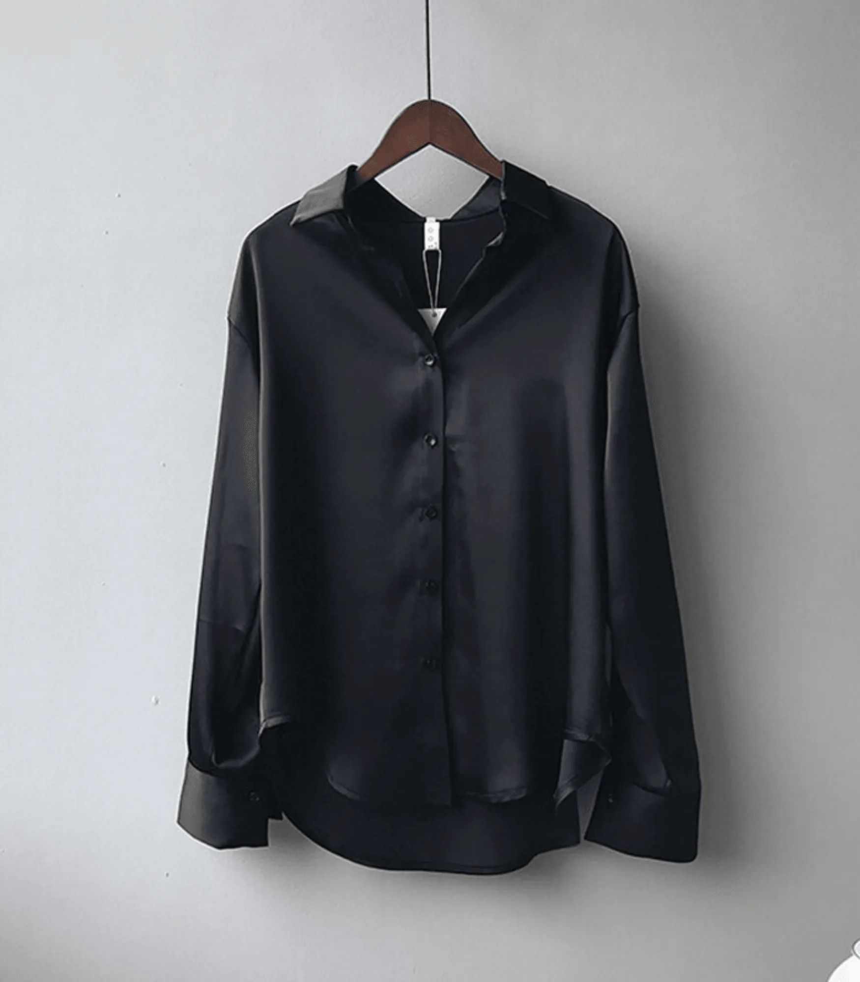 Avencea Buttoned Satin Silk Blouse