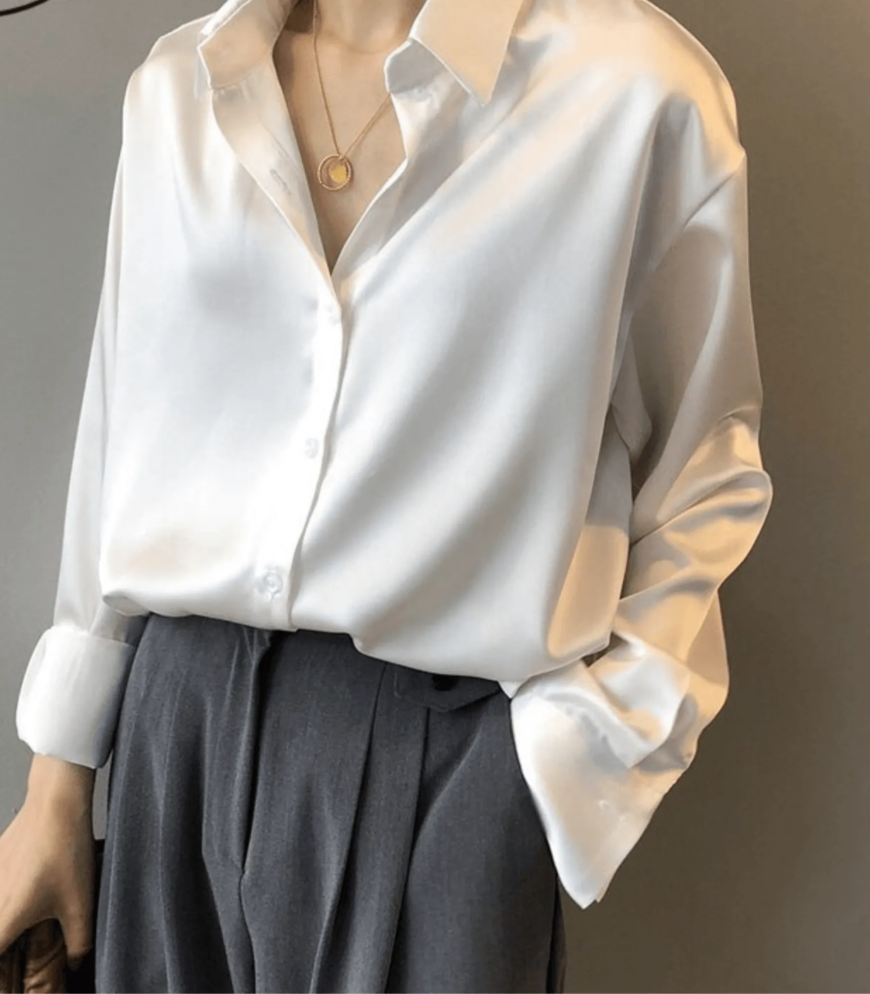 Avencea Buttoned Satin Silk Blouse