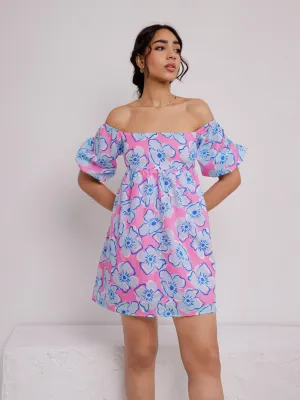 Back Smocking Detailed Mini Dress