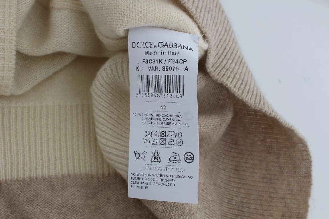 Beige Cashmere Cardigan Sweater