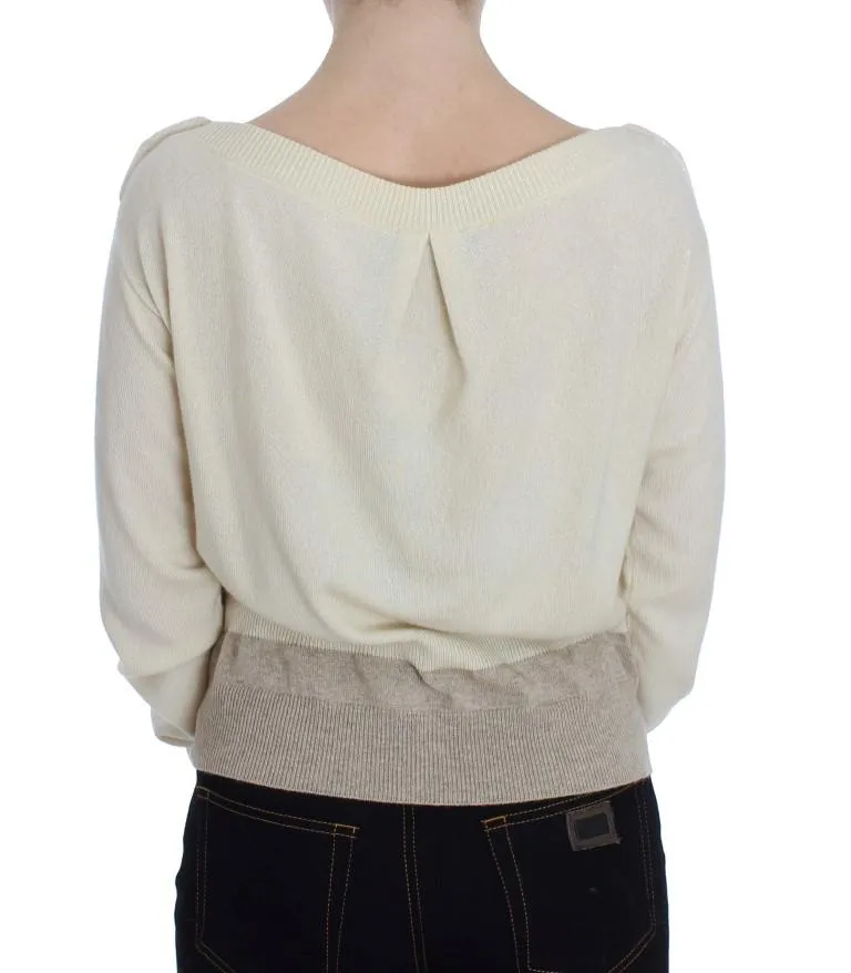 Beige Cashmere Cardigan Sweater