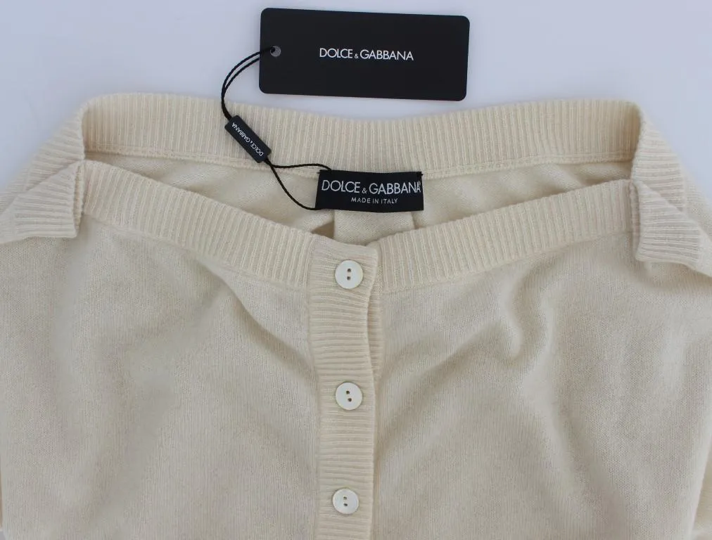Beige Cashmere Cardigan Sweater