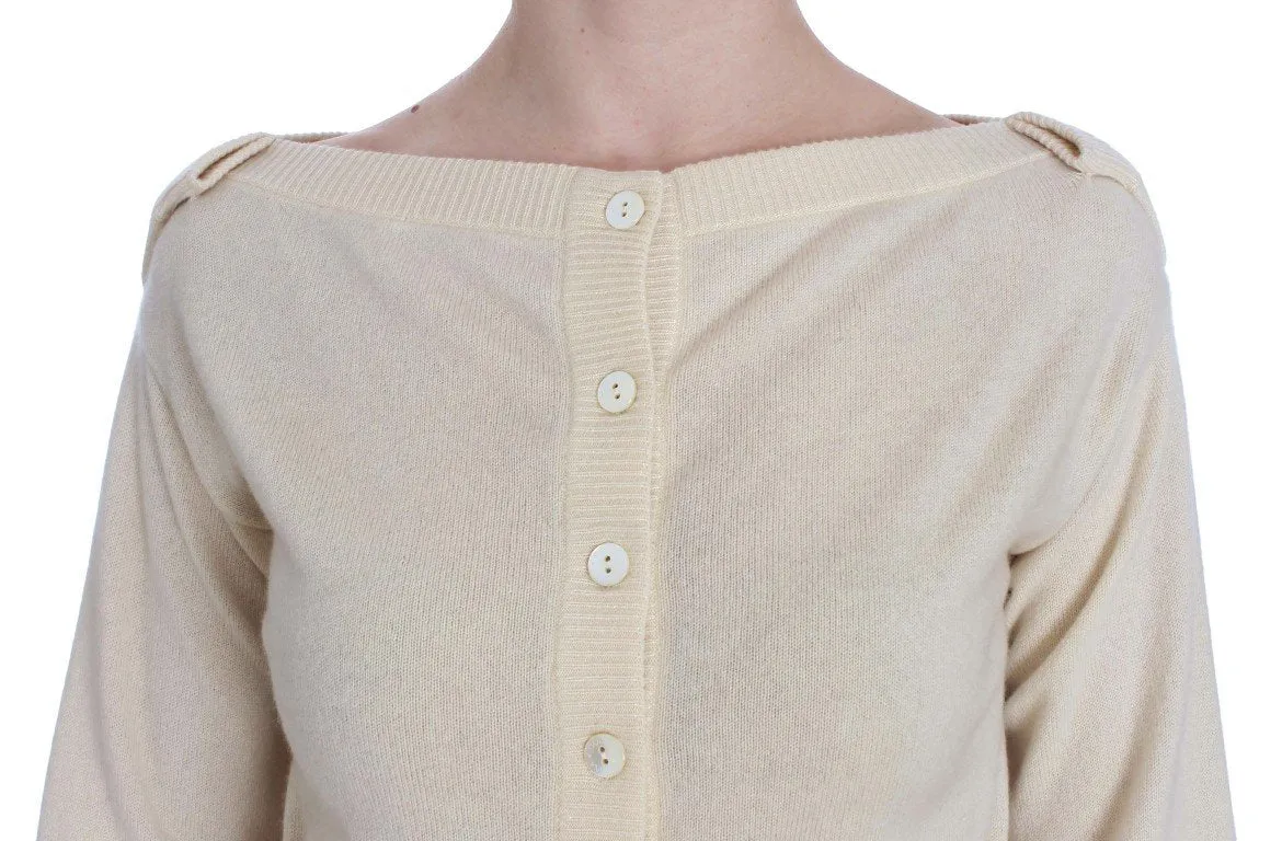 Beige Cashmere Cardigan Sweater