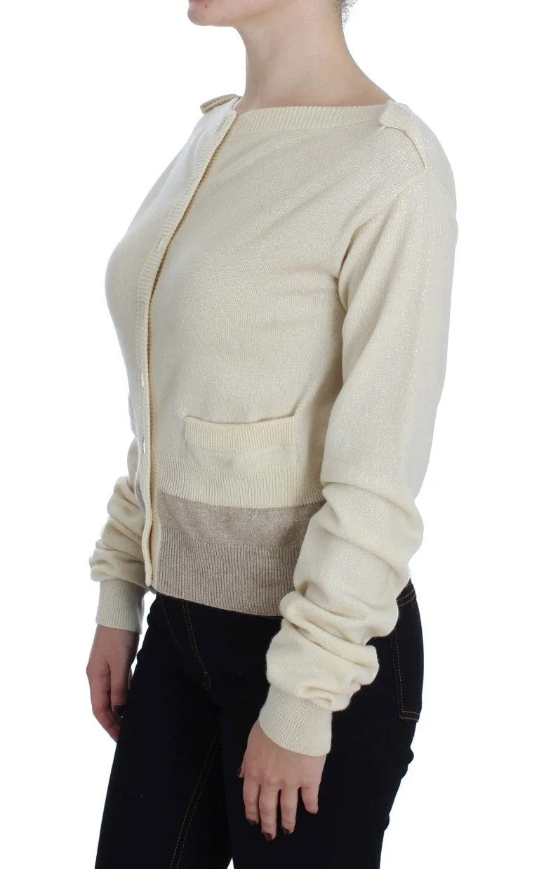 Beige Cashmere Cardigan Sweater