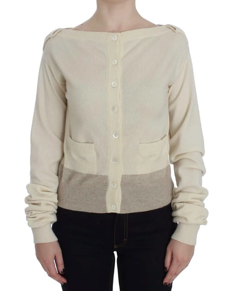 Beige Cashmere Cardigan Sweater