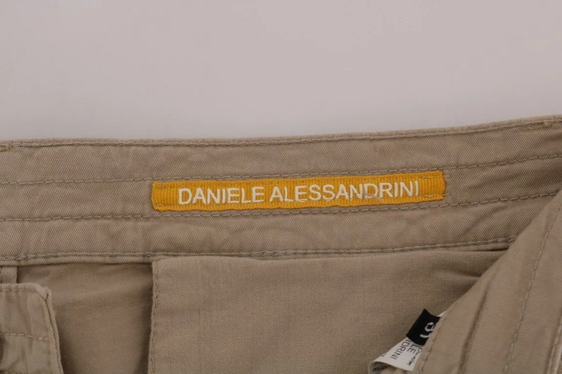 Beige Cotton Stretch Slim Fit Chinos