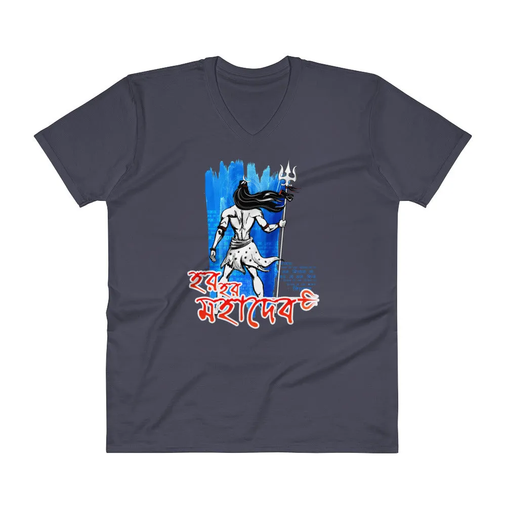 Bengali Lightweight Fashion V-Neck T-Shirt - Har Har Mahadev