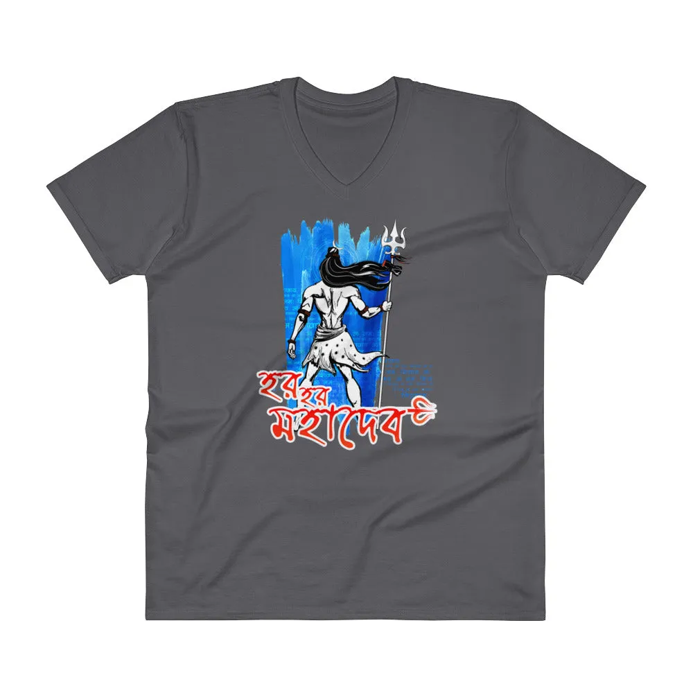 Bengali Lightweight Fashion V-Neck T-Shirt - Har Har Mahadev