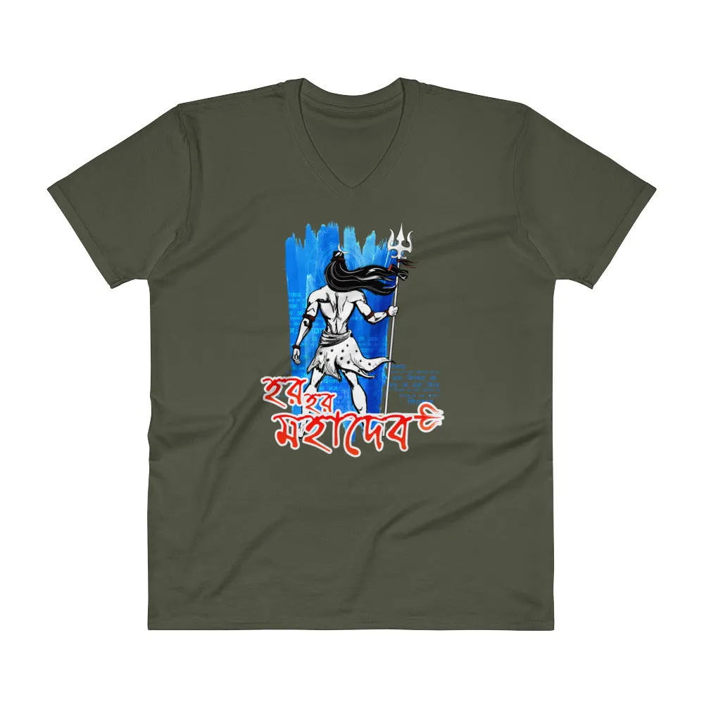 Bengali Lightweight Fashion V-Neck T-Shirt - Har Har Mahadev