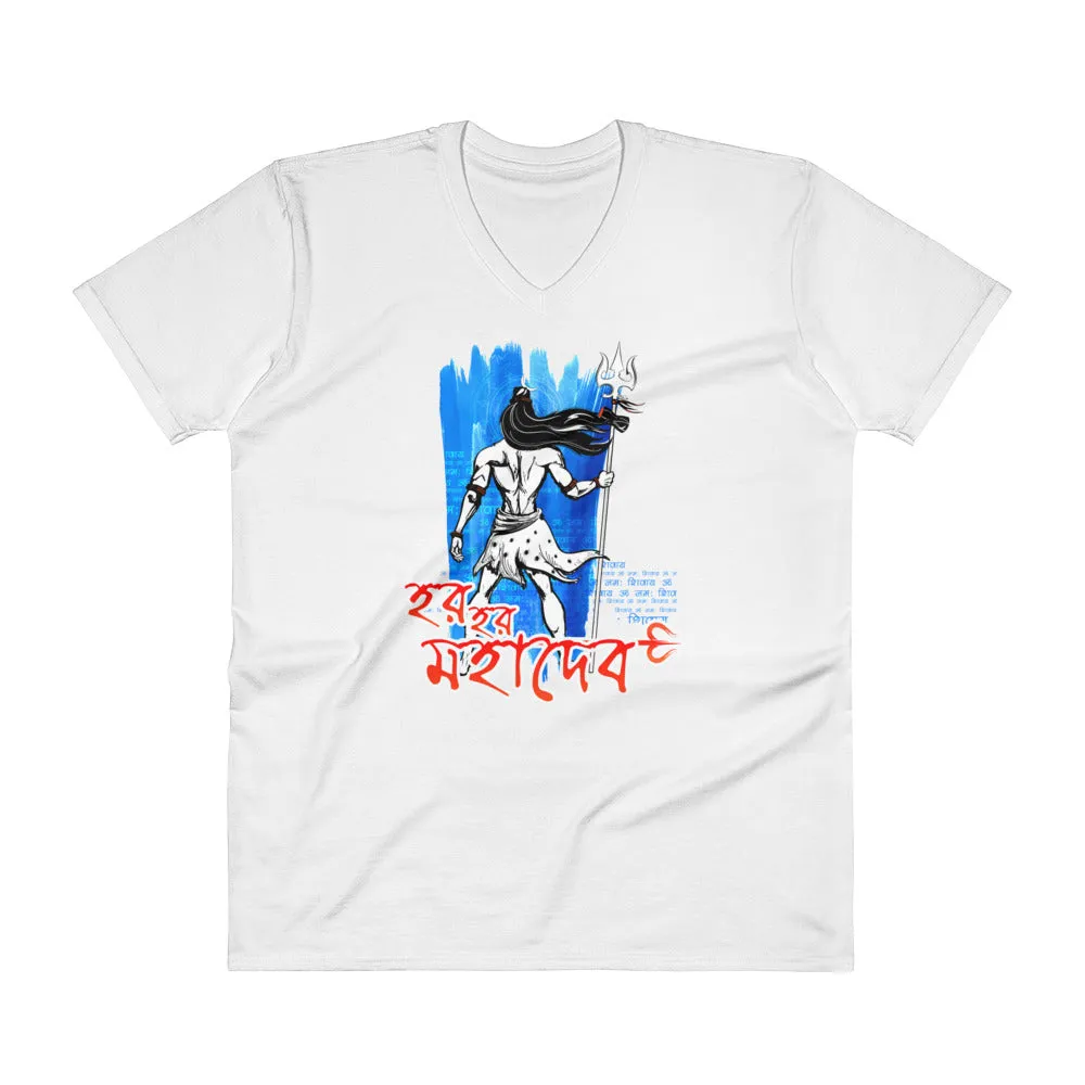 Bengali Lightweight Fashion V-Neck T-Shirt - Har Har Mahadev