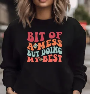 Bit of a Mess Graphic Crewneck Sweatshirt