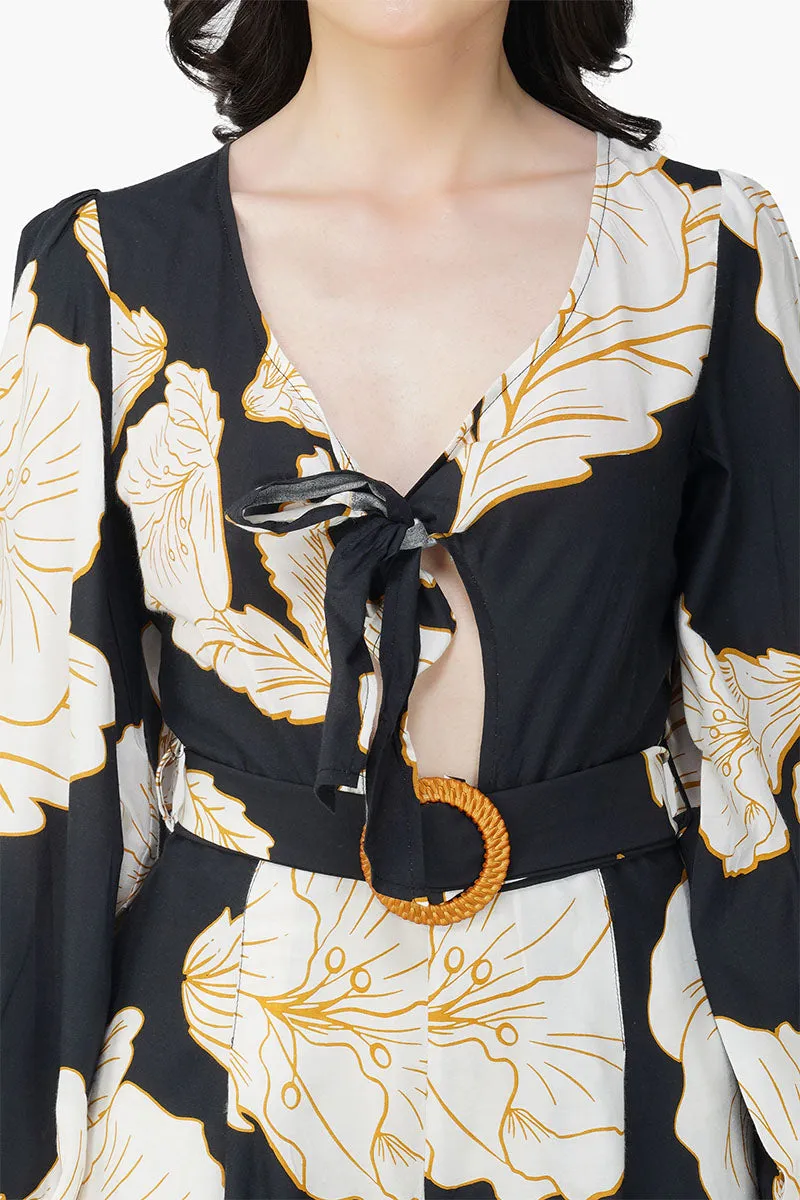 Black And White Floral Daze Printed Jumpsuit